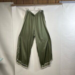 aerie Olive Green Elastic Waist Wide Leg Pants with White Tag